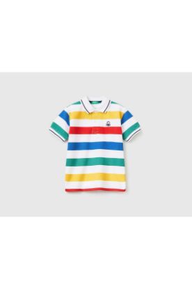 Erkek Çocuk Mix Logolu Çizgili Polo T-shirt resmi