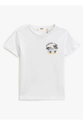 Baskılı Beyaz Erkek Çocuk T-shirt 3skb10042tk resmi