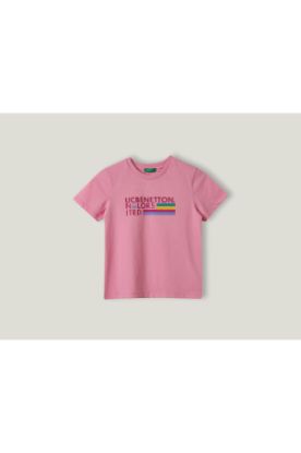 Baskılı Kız Çocuk T-shirt Bnt-g242 Pembe resmi